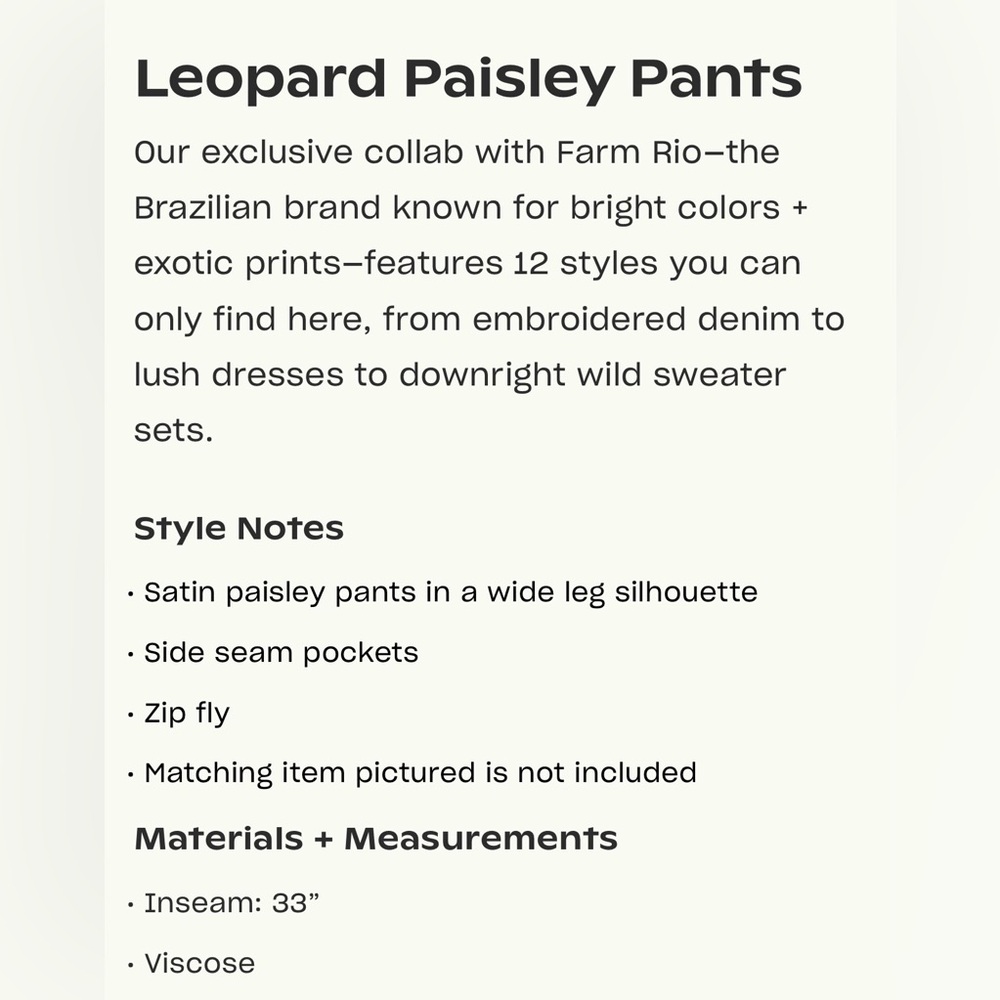 FARM Rio Teal & Brown Paisley Wide-Leg Palazzo Pants - Picture 4 of 12